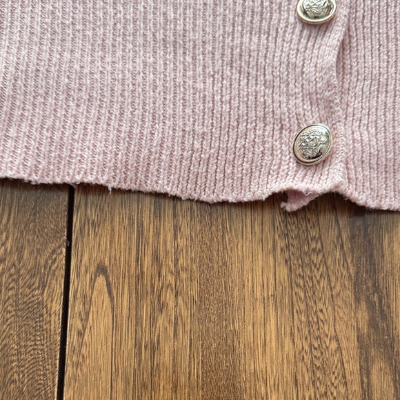 SHEIN PINK TEXTURES WHITE/PINK CARDIGAN SWEATER - Picture 6 of 10
